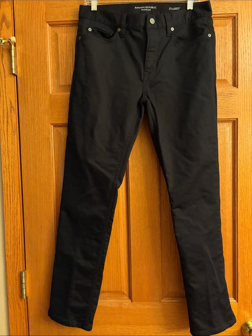 Two pairs of Banana Republic Traveler Black and Blue Slim Fit Pants Size 31x30